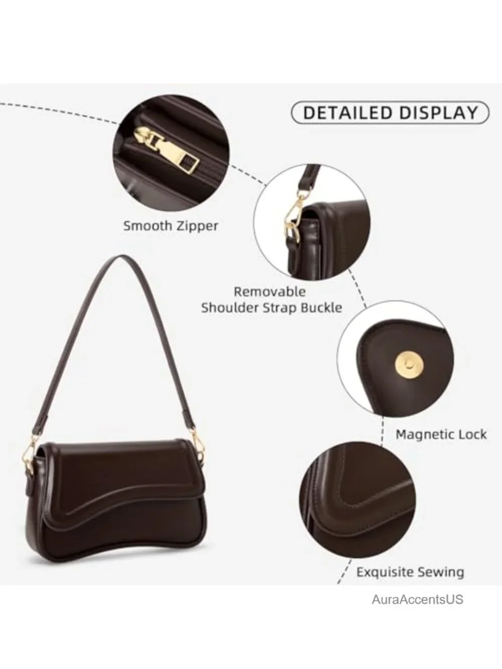 Faux Leather Hobo Shoulder Bag with Removable Chain Crossbody Purse